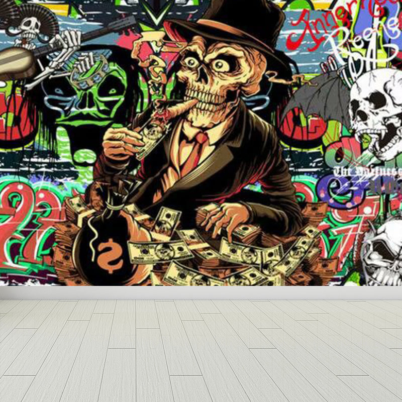 Cool Graffiti Mural Wallpaper for Boys Bedroom Entertainment Wall Decor, Made to Measure Green Clearhalo 'Wall Decor' 'Wall Mural' 1896303