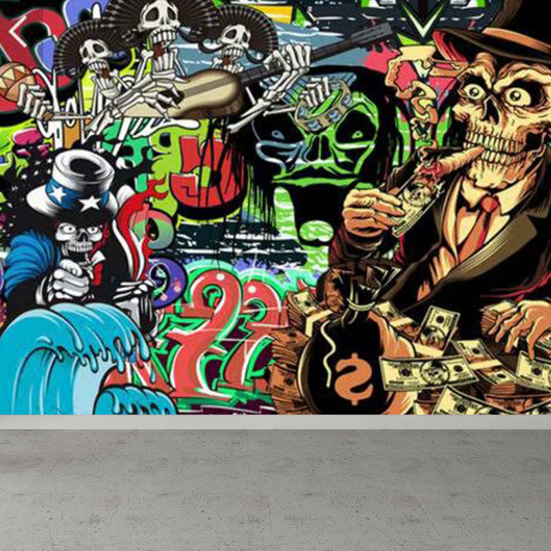 Cool Graffiti Mural Wallpaper for Boys Bedroom Entertainment Wall Decor, Made to Measure Clearhalo 'Wall Decor' 'Wall Mural' 1896305