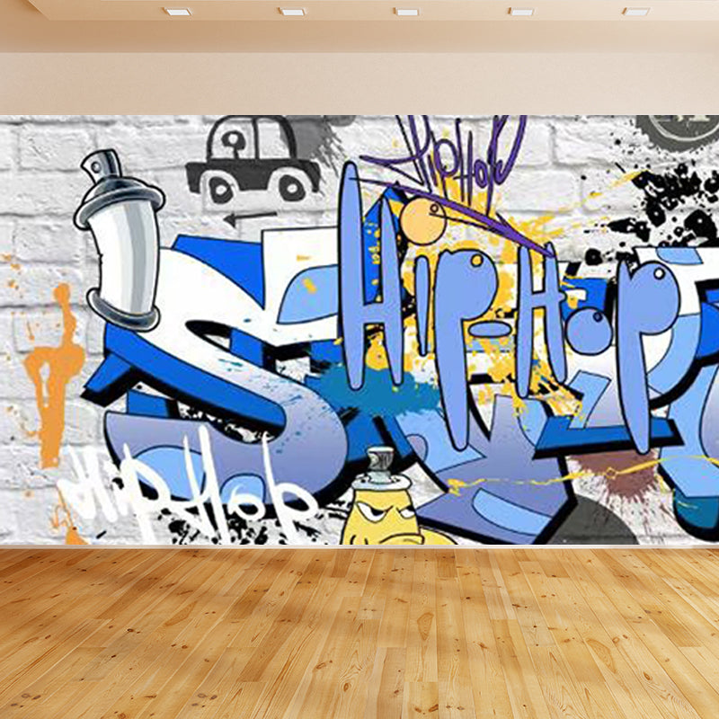 Large Illustration Abstract Mural Decal Modern Creative Graffiti Wall Art in Multi Color Clearhalo 'Wall Decor' 'Wall Mural' 1896330