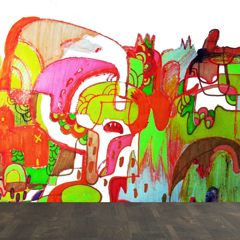 Graffiti Entertainment Wallpaper Mural Contemporary Non-Woven Wall Covering for Boys Room Clearhalo 'Wall Decor' 'Wall Mural' 1896339