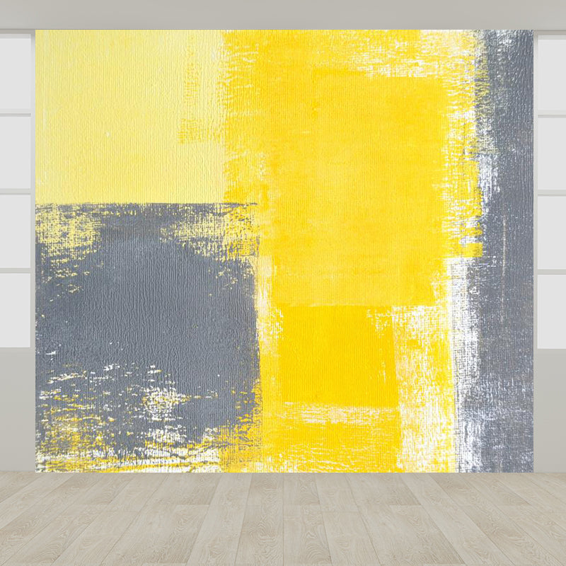 Modern Color Block Abstract Mural Pastel Moisture Resistant Wall Decor for Living Room Yellow Clearhalo 'Wall Decor' 'Wall Mural' 1896358