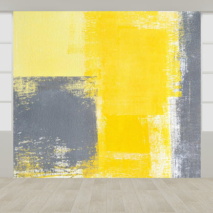 Modern Color Block Abstract Mural Pastel Moisture Resistant Wall Decor for Living Room Yellow Clearhalo 'Wall Decor' 'Wall Mural' 1896358