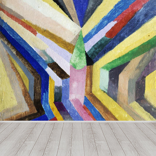 Modern Color Block Abstract Mural Pastel Moisture Resistant Wall Decor for Living Room