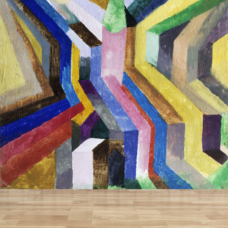 Modern Color Block Abstract Mural Pastel Moisture Resistant Wall Decor for Living Room Clearhalo 'Wall Decor' 'Wall Mural' 1896370