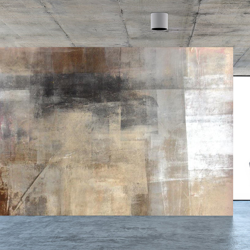 Modern Color Block Abstract Mural Pastel Moisture Resistant Wall Decor for Living Room Light Brown Clearhalo 'Wall Decor' 'Wall Mural' 1896373