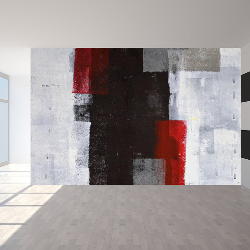 Modern Color Block Abstract Mural Pastel Moisture Resistant Wall Decor for Living Room Grey Clearhalo 'Wall Decor' 'Wall Mural' 1896378