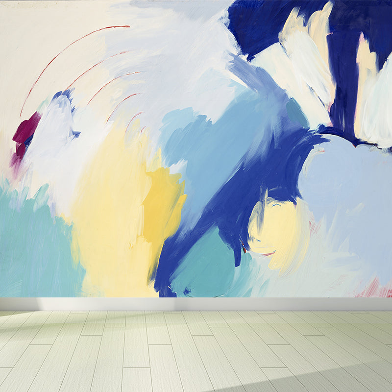 Painting Print Abstract Mural Wallpaper Large Wall Art for Room, Custom Size Available Light Blue Clearhalo 'Wall Decor' 'Wall Mural' 1896383