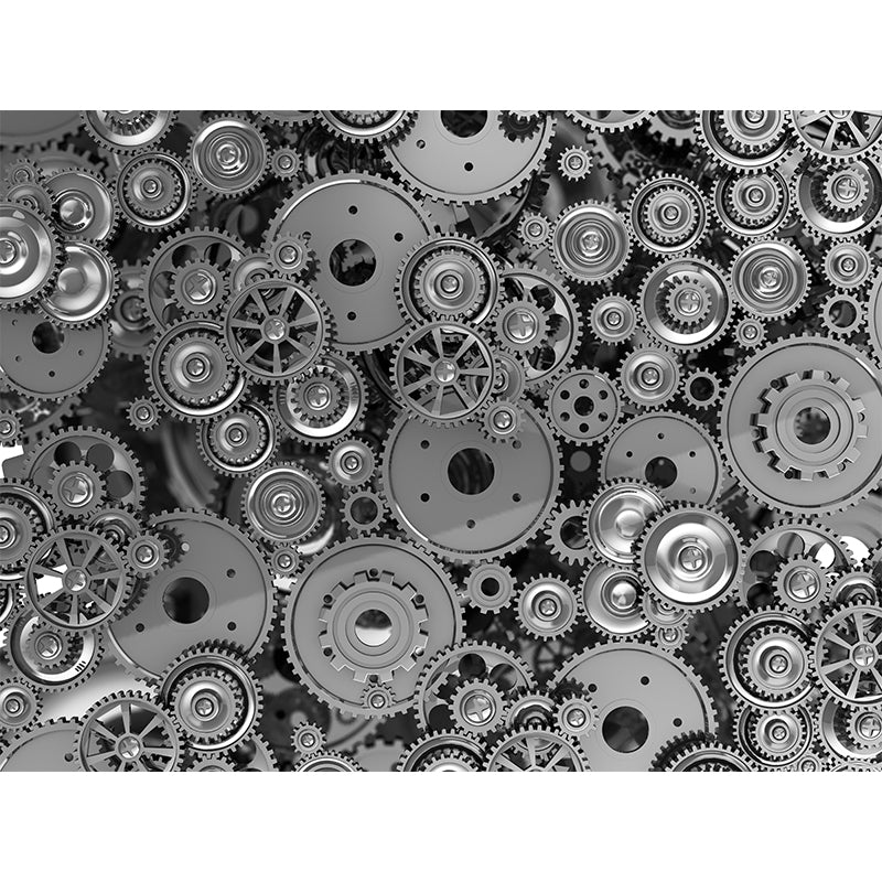 Full Size Machine Gear Mural Industrial Cool Metal Wall Decor in Light Color for Bedroom Clearhalo 'Wall Decor' 'Wall Mural' 1896456