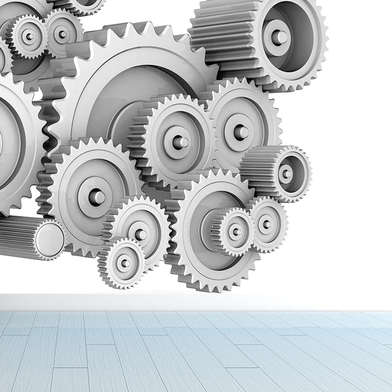 Dark Color Gear Wallpaper Mural Metal Steampunk Waterproofing Wall Art for Garage Clearhalo 'Wall Decor' 'Wall Mural' 1896465