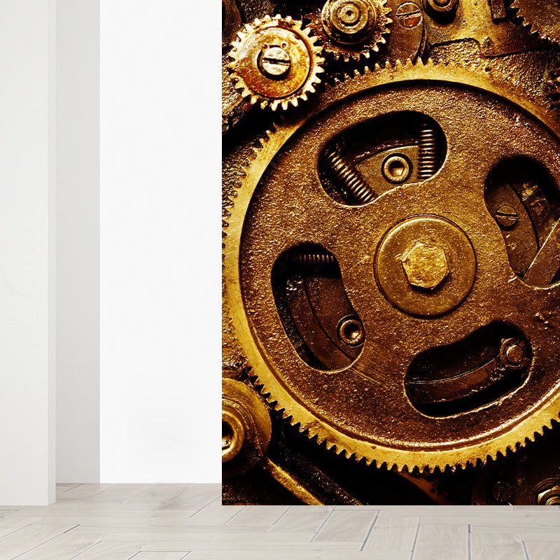 Photographic Cogwheel Mural Wallpaper for House Interior, Soft Color, Custom Size Clearhalo 'Wall Decor' 'Wall Mural' 1896489