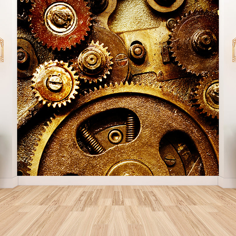 Photographic Cogwheel Mural Wallpaper for House Interior, Soft Color, Custom Size Clearhalo 'Wall Decor' 'Wall Mural' 1896490