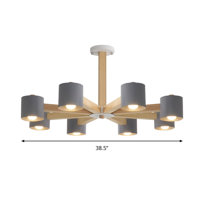 Cylindrical Shade Kid Bedroom Chandelier Wood Modern Style Ceiling Pendant Light Clearhalo 'Ceiling Lights' 'Chandeliers' Lighting' options 189651