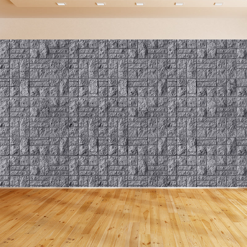 Smooth Big Pastel Mural Cyberpunk Aged Brick Look Wall Covering, Made to Measure Dark Gray Clearhalo 'Wall Decor' 'Wall Mural' 1896523