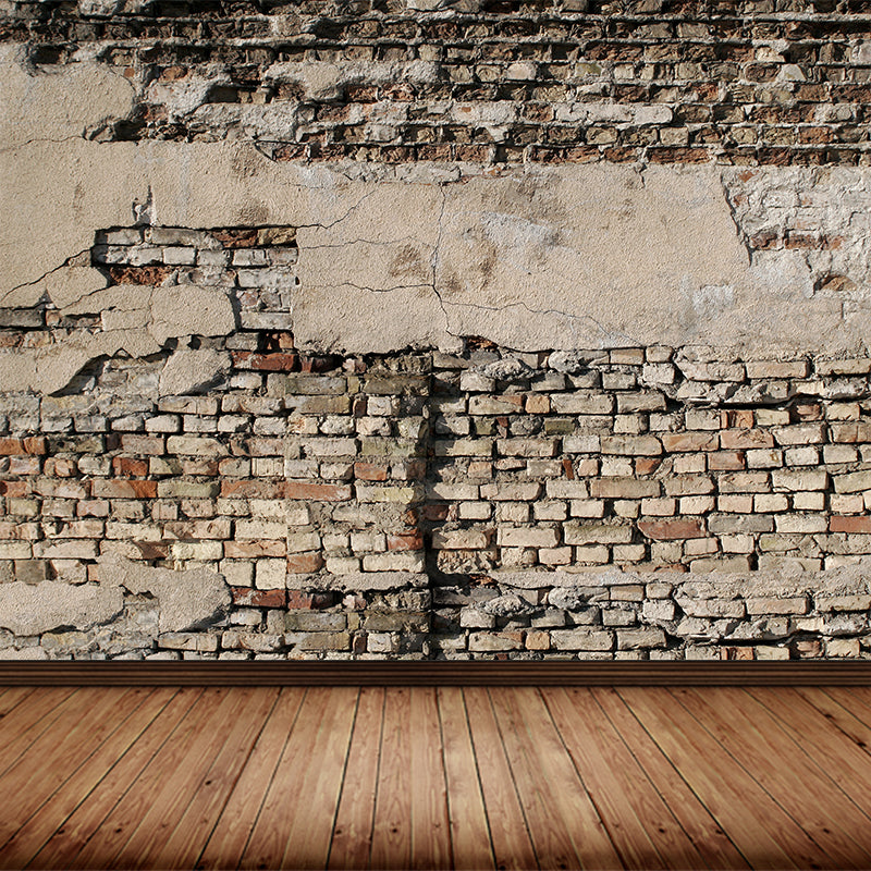 Whole Brickwork Wall Mural Light Color Non-Woven Wall Art for Home Decor, Custom Made Brown Clearhalo 'Wall Decor' 'Wall Mural' 1896548