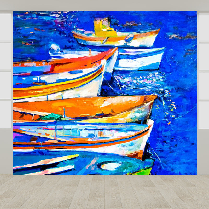 Classic Oil Painting Scenery Mural Decal Bright Color Stain Resistant Wall Decor for Room Dark Blue Clearhalo 'Wall Decor' 'Wall Mural' 1896558