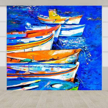 Classic Oil Painting Scenery Mural Decal Bright Color Stain Resistant Wall Decor for Room Dark Blue Clearhalo 'Wall Decor' 'Wall Mural' 1896558