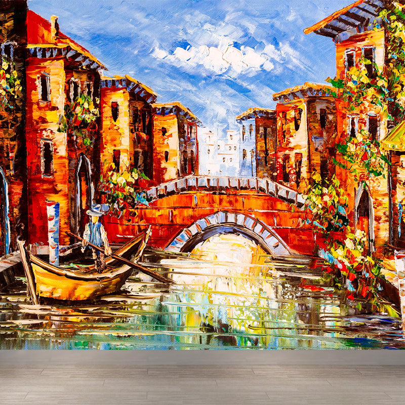 Landscape Painting Mural Wallpaper Multicolored Classical Wall Covering for Bedroom Clearhalo 'Wall Decor' 'Wall Mural' 1896604