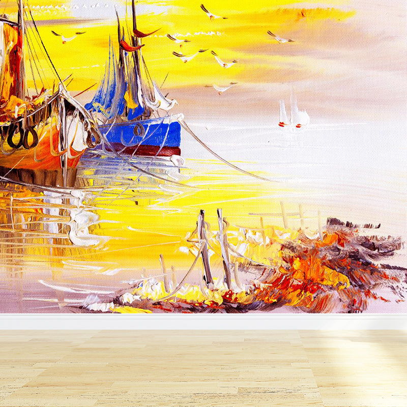 Pastel Nature Scenery Wallpaper Mural Moisture Resistant Classic Living Room Wall Art Clearhalo 'Wall Decor' 'Wall Mural' 1896609