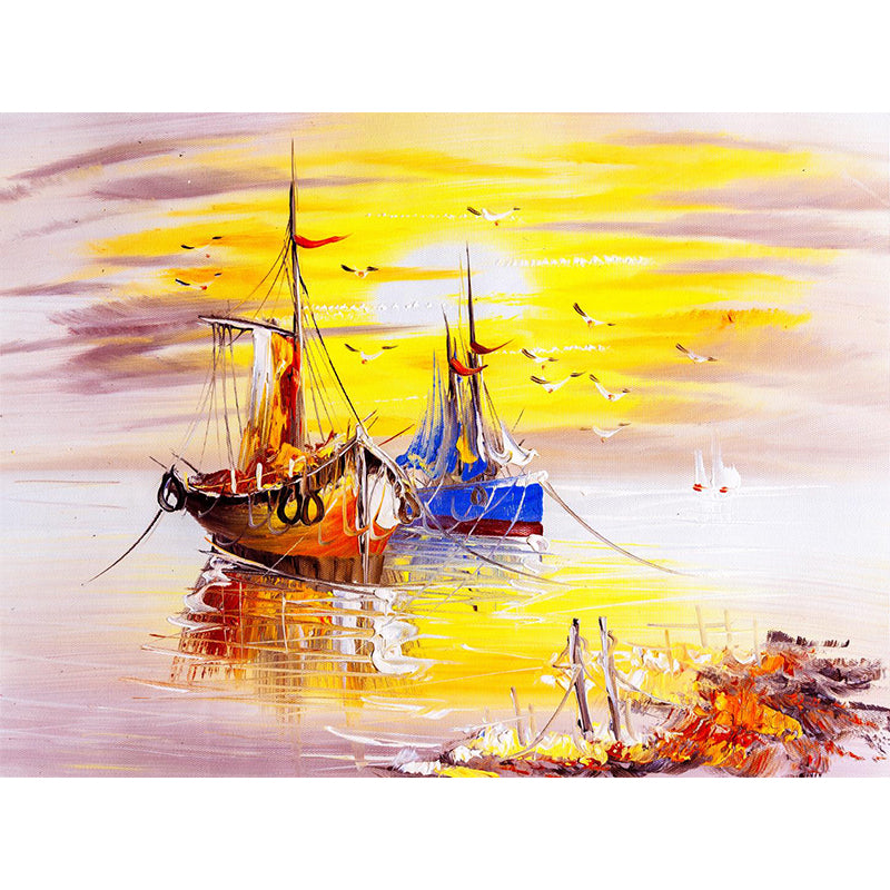 Pastel Nature Scenery Wallpaper Mural Moisture Resistant Classic Living Room Wall Art Clearhalo 'Wall Decor' 'Wall Mural' 1896611