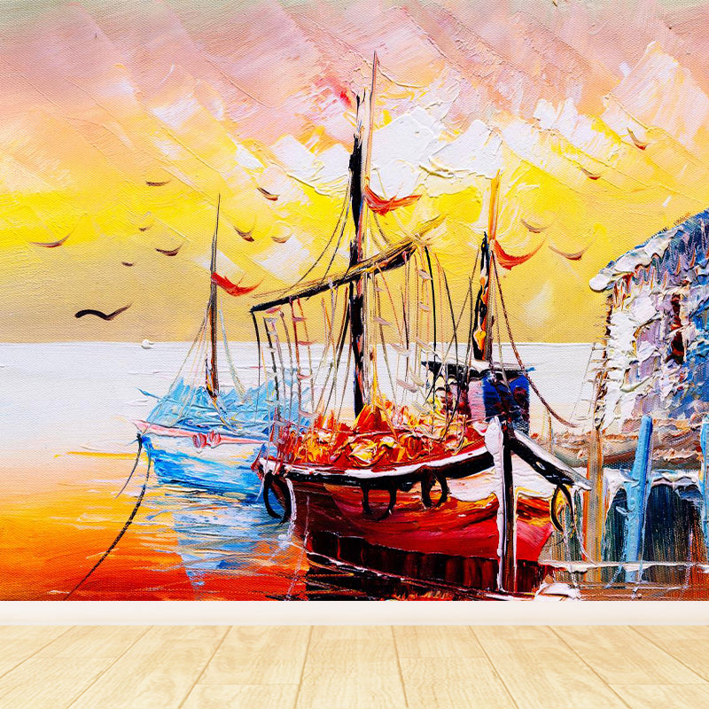 Pastel Nature Scenery Wallpaper Mural Moisture Resistant Classic Living Room Wall Art Clearhalo 'Wall Decor' 'Wall Mural' 1896614