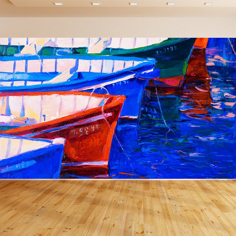 Pastel Nature Scenery Wallpaper Mural Moisture Resistant Classic Living Room Wall Art Dark Blue Clearhalo 'Wall Decor' 'Wall Mural' 1896618