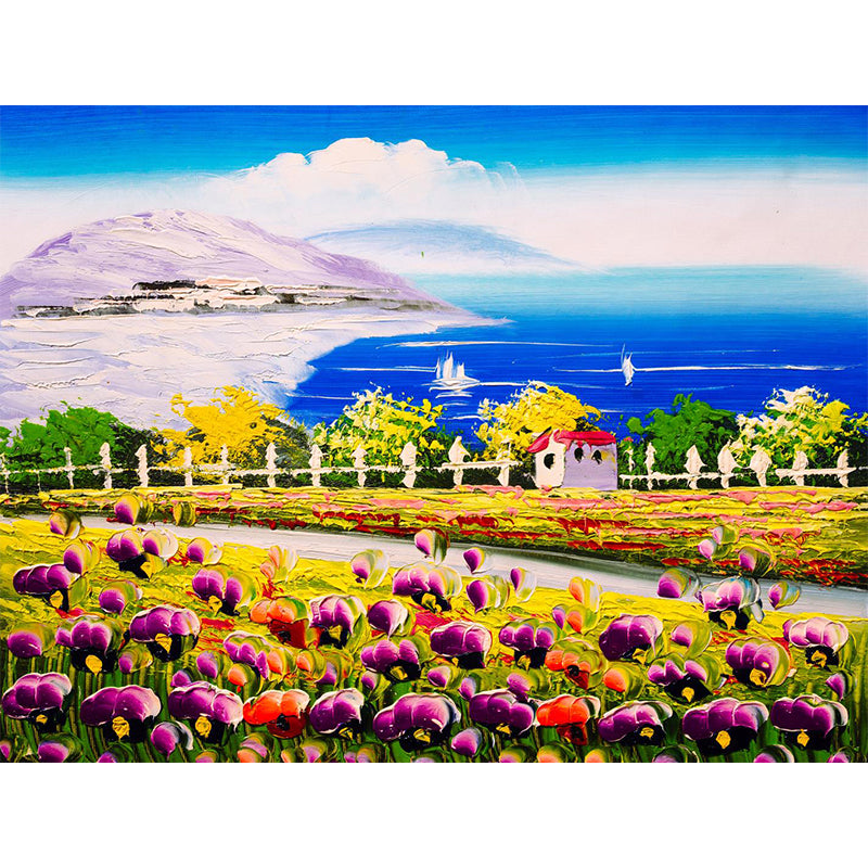 Pastel Nature Scenery Wallpaper Mural Moisture Resistant Classic Living Room Wall Art Clearhalo 'Wall Decor' 'Wall Mural' 1896626