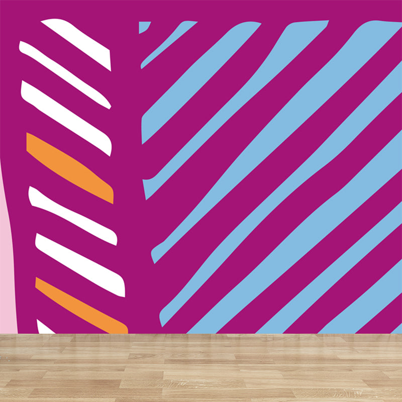 Contemporary Abstract Wall Mural Decal Colorful Geometric Wall Decor for Teens Room Rose Red Clearhalo 'Wall Decor' 'Wall Mural' 1896648