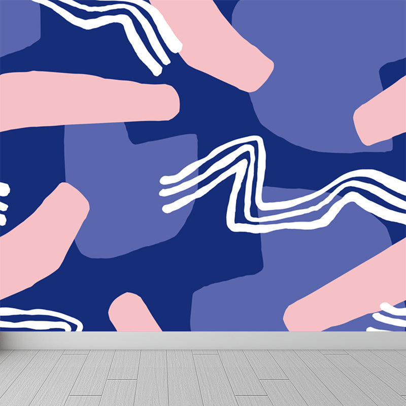 Colorful Modern Wall Paper Mural Whole Abstract Pattern Wall Art for House Interior Dark Blue Clearhalo 'Wall Decor' 'Wall Mural' 1896693