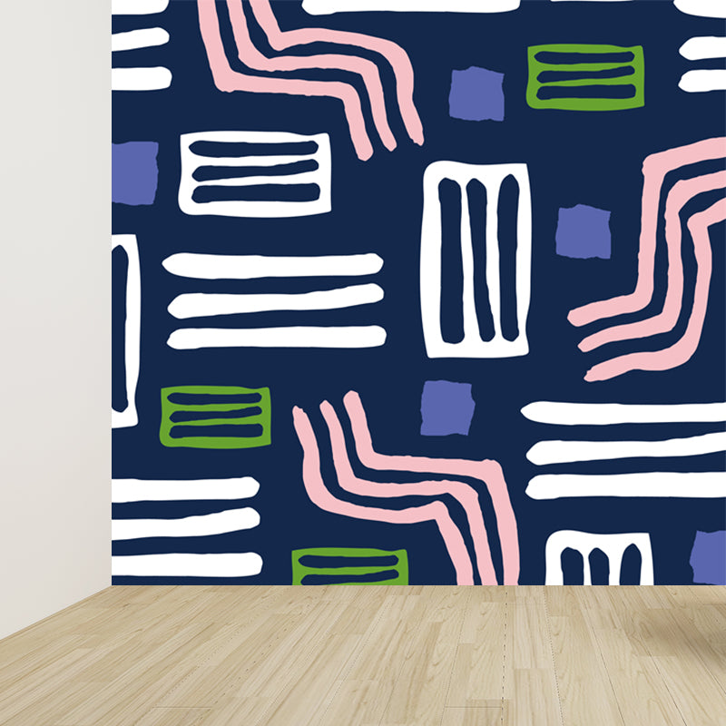 Huge Abstract Wall Covering Mural Water Resistant Contemporary Bedroom Wall Decor Blue Clearhalo 'Wall Decor' 'Wall Mural' 1896713