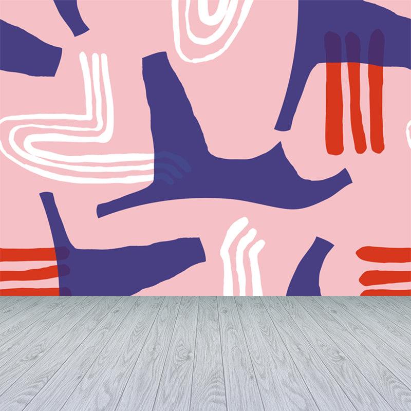 Huge Abstract Wall Covering Mural Water Resistant Contemporary Bedroom Wall Decor Pink Clearhalo 'Wall Decor' 'Wall Mural' 1896718