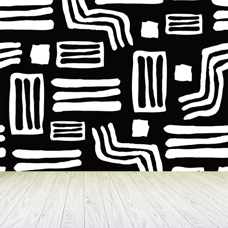 Huge Abstract Wall Covering Mural Water Resistant Contemporary Bedroom Wall Decor Black Clearhalo 'Wall Decor' 'Wall Mural' 1896723