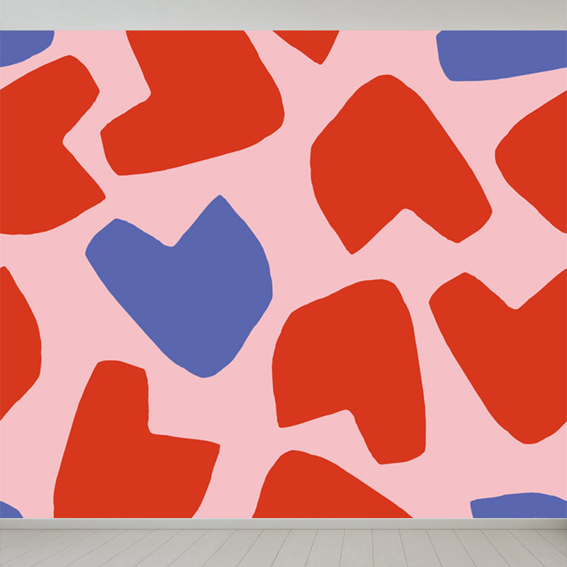 Custom Illustration Modern Mural Wallpaper with Abstract Pattern in Dark Color for Room Red Clearhalo 'Wall Decor' 'Wall Mural' 1896738