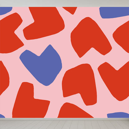 Custom Illustration Modern Mural Wallpaper with Abstract Pattern in Dark Color for Room Red Clearhalo 'Wall Decor' 'Wall Mural' 1896738