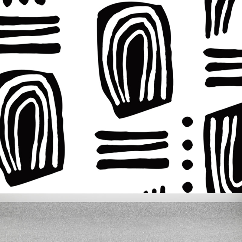 Custom Illustration Modern Mural Wallpaper with Abstract Pattern in Dark Color for Room Clearhalo 'Wall Decor' 'Wall Mural' 1896749