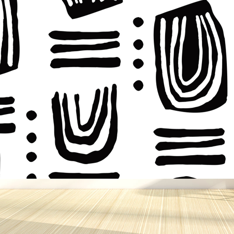 Custom Illustration Modern Mural Wallpaper with Abstract Pattern in Dark Color for Room Clearhalo 'Wall Decor' 'Wall Mural' 1896750