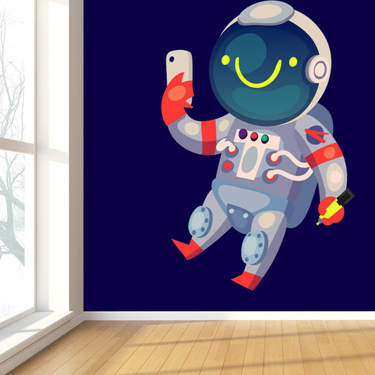Kids Astronaut Wallpaper Mural Dark Color Boys Bedroom Wall Art, Made to Measure Clearhalo 'Wall Decor' 'Wall Mural' 1896759