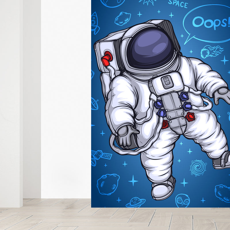 Kids Astronaut Wallpaper Mural Dark Color Boys Bedroom Wall Art, Made to Measure Clearhalo 'Wall Decor' 'Wall Mural' 1896764