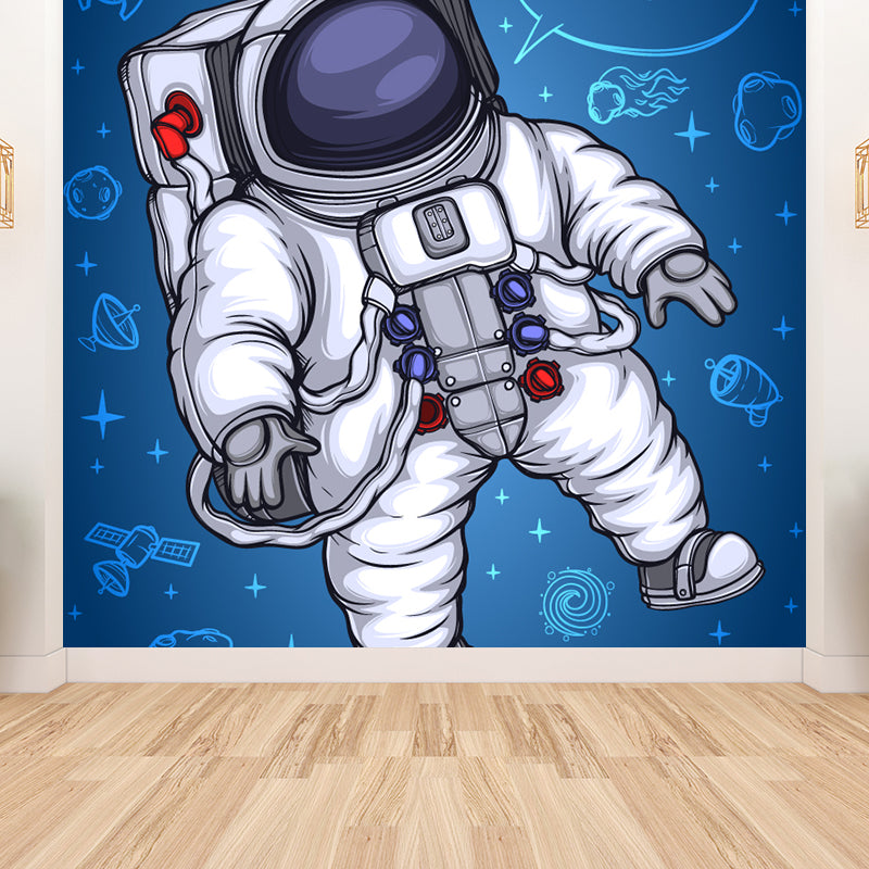 Kids Astronaut Wallpaper Mural Dark Color Boys Bedroom Wall Art, Made to Measure Clearhalo 'Wall Decor' 'Wall Mural' 1896765