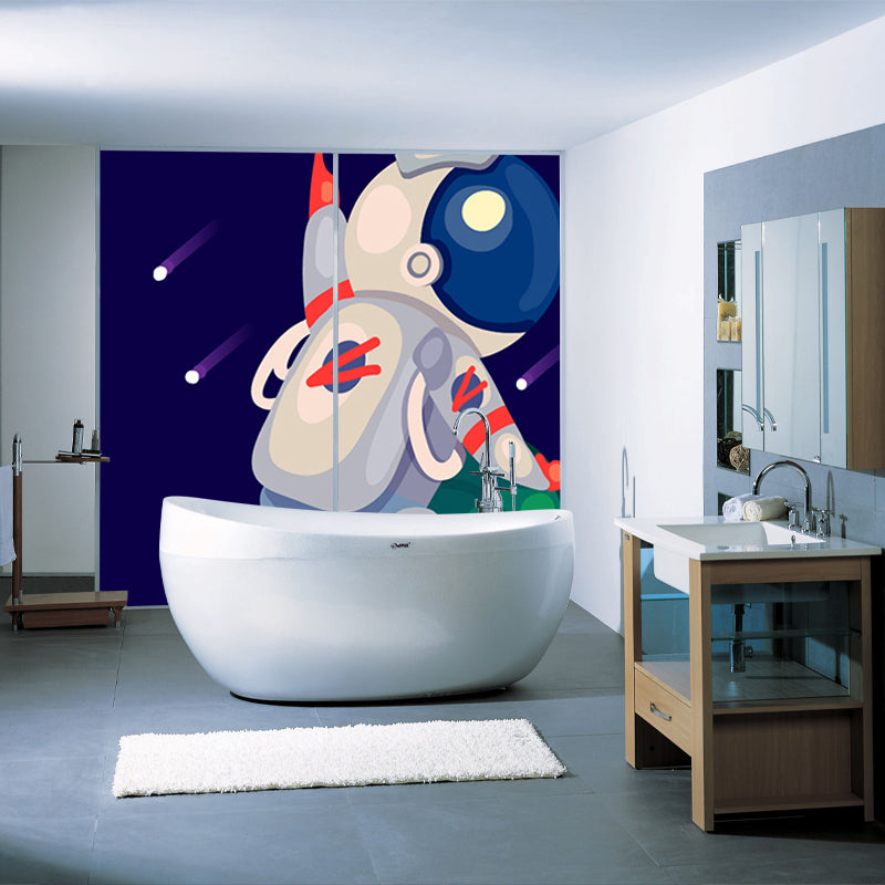 Kids Astronaut Wallpaper Mural Dark Color Boys Bedroom Wall Art, Made to Measure Clearhalo 'Wall Decor' 'Wall Mural' 1896770