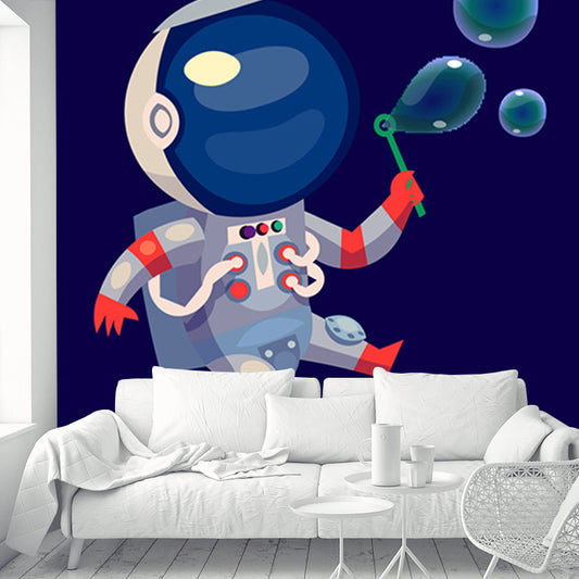 Kids Astronaut Wallpaper Mural Dark Color Boys Bedroom Wall Art, Made to Measure Clearhalo 'Wall Decor' 'Wall Mural' 1896774
