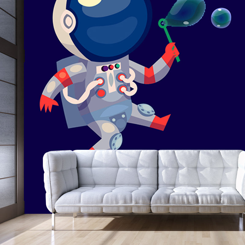 Kids Astronaut Wallpaper Mural Dark Color Boys Bedroom Wall Art, Made to Measure Clearhalo 'Wall Decor' 'Wall Mural' 1896775
