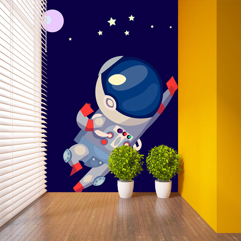 Kids Astronaut Wallpaper Mural Dark Color Boys Bedroom Wall Art, Made to Measure Clearhalo 'Wall Decor' 'Wall Mural' 1896779