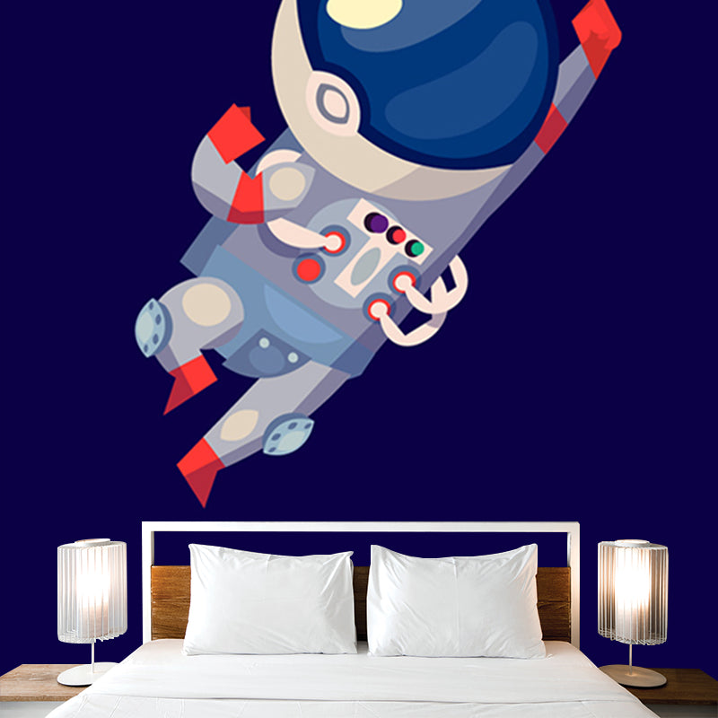 Kids Astronaut Wallpaper Mural Dark Color Boys Bedroom Wall Art, Made to Measure Clearhalo 'Wall Decor' 'Wall Mural' 1896780