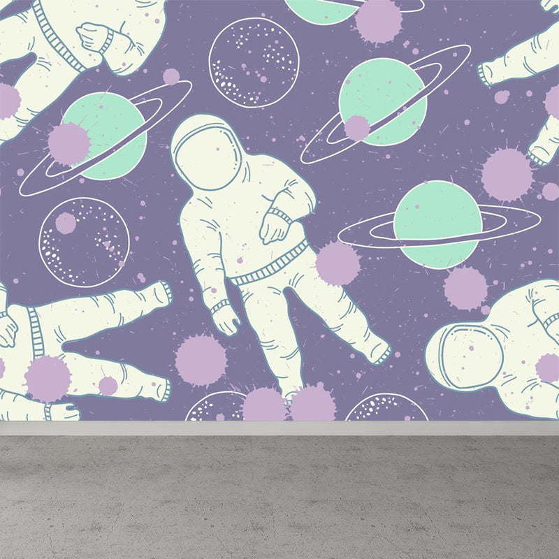 Astronomy Outer Space Mural Decal Kids Style Non-Woven Fabric Wall Decor in Dark Color Purple Clearhalo 'Wall Decor' 'Wall Mural' 1896793