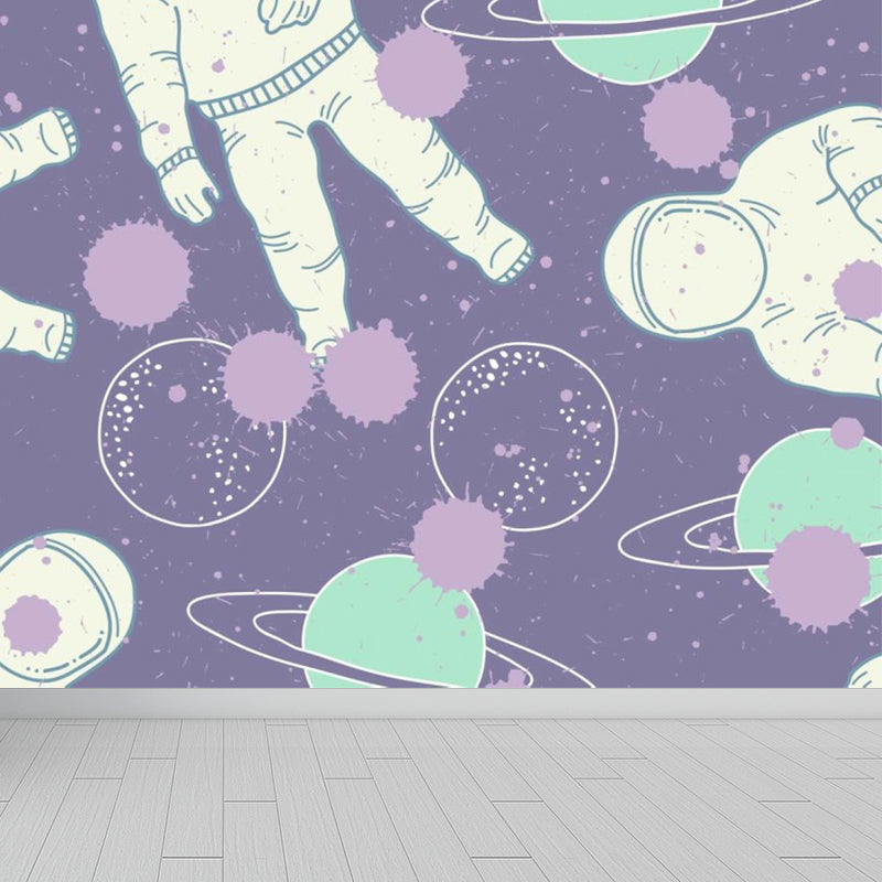 Astronomy Outer Space Mural Decal Kids Style Non-Woven Fabric Wall Decor in Dark Color Clearhalo 'Wall Decor' 'Wall Mural' 1896794