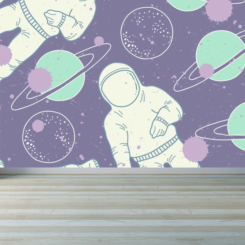 Astronomy Outer Space Mural Decal Kids Style Non-Woven Fabric Wall Decor in Dark Color Clearhalo 'Wall Decor' 'Wall Mural' 1896795