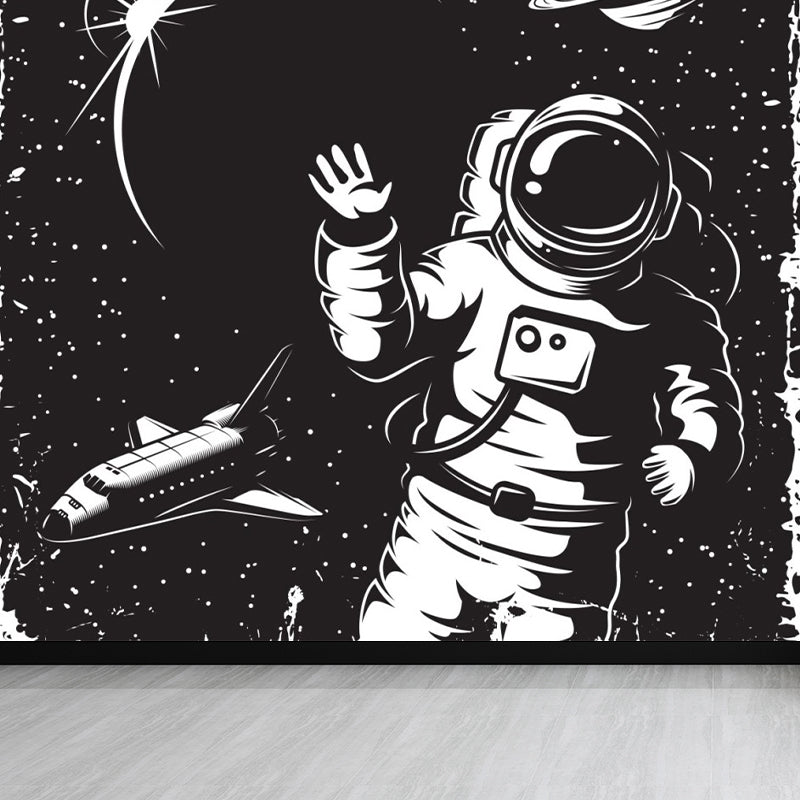 Astronomy Outer Space Mural Decal Kids Style Non-Woven Fabric Wall Decor in Dark Color Clearhalo 'Wall Decor' 'Wall Mural' 1896799