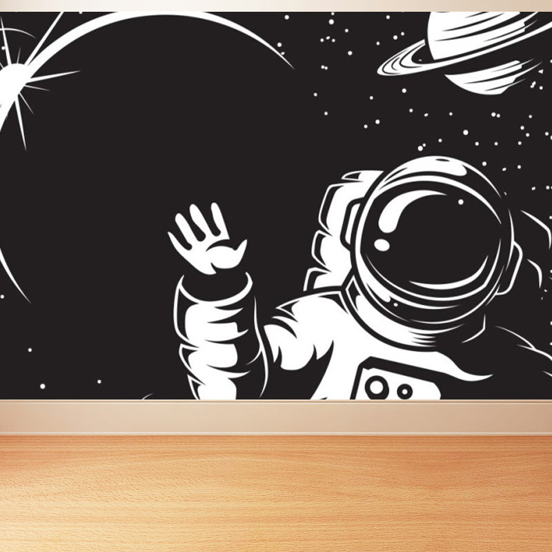 Astronomy Outer Space Mural Decal Kids Style Non-Woven Fabric Wall Decor in Dark Color Clearhalo 'Wall Decor' 'Wall Mural' 1896800