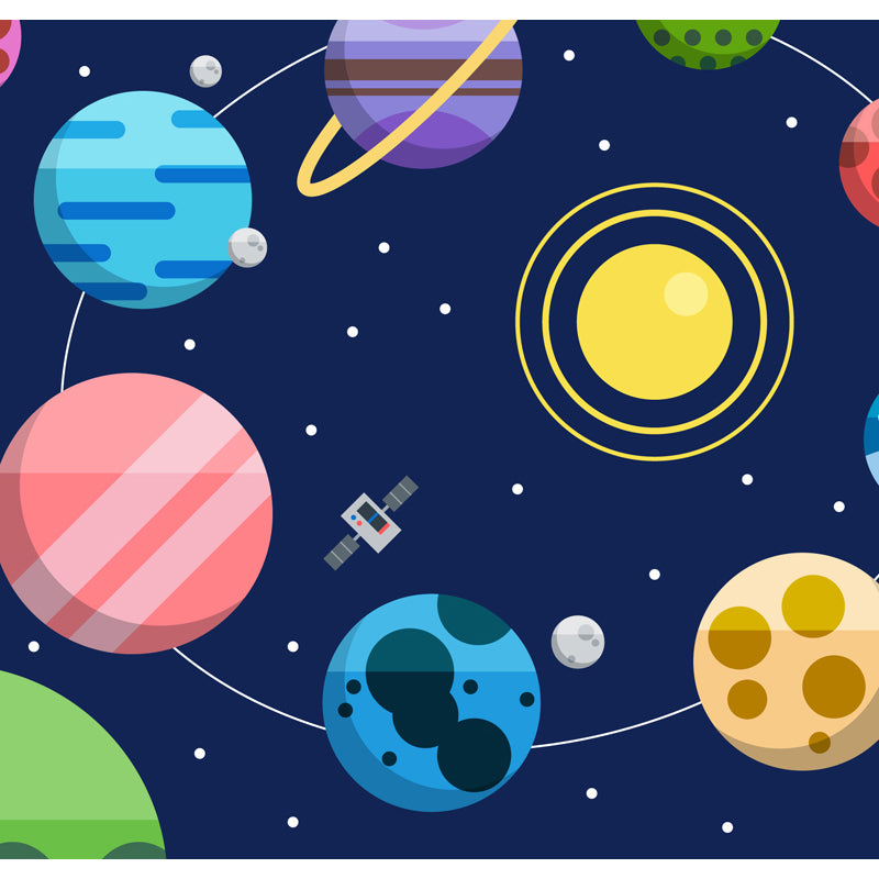 Kids Cosmos Spaceship Wall Mural Soft Color Waterproofing Wall Art for Boys Room Clearhalo 'Wall Decor' 'Wall Mural' 1896841