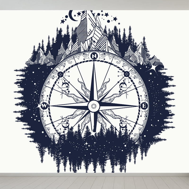 Kids Cosmos Spaceship Wall Mural Soft Color Waterproofing Wall Art for Boys Room White Clearhalo 'Wall Decor' 'Wall Mural' 1896853